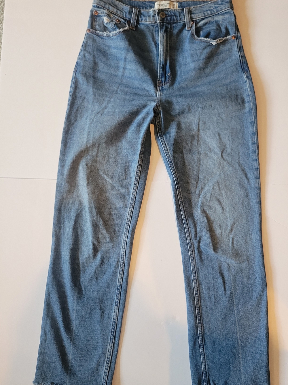 Abercrombie & Fitch Classic Womens Blue Straight-Leg Jeans